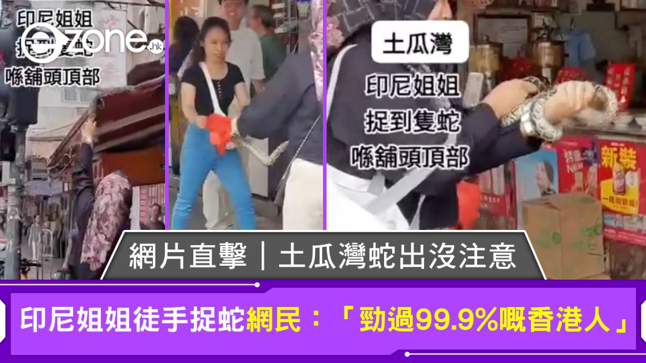 網片直擊｜土瓜灣蛇出沒注意 印尼姐姐徒手捉蛇 網民：「勁過99.9%嘅香港人」