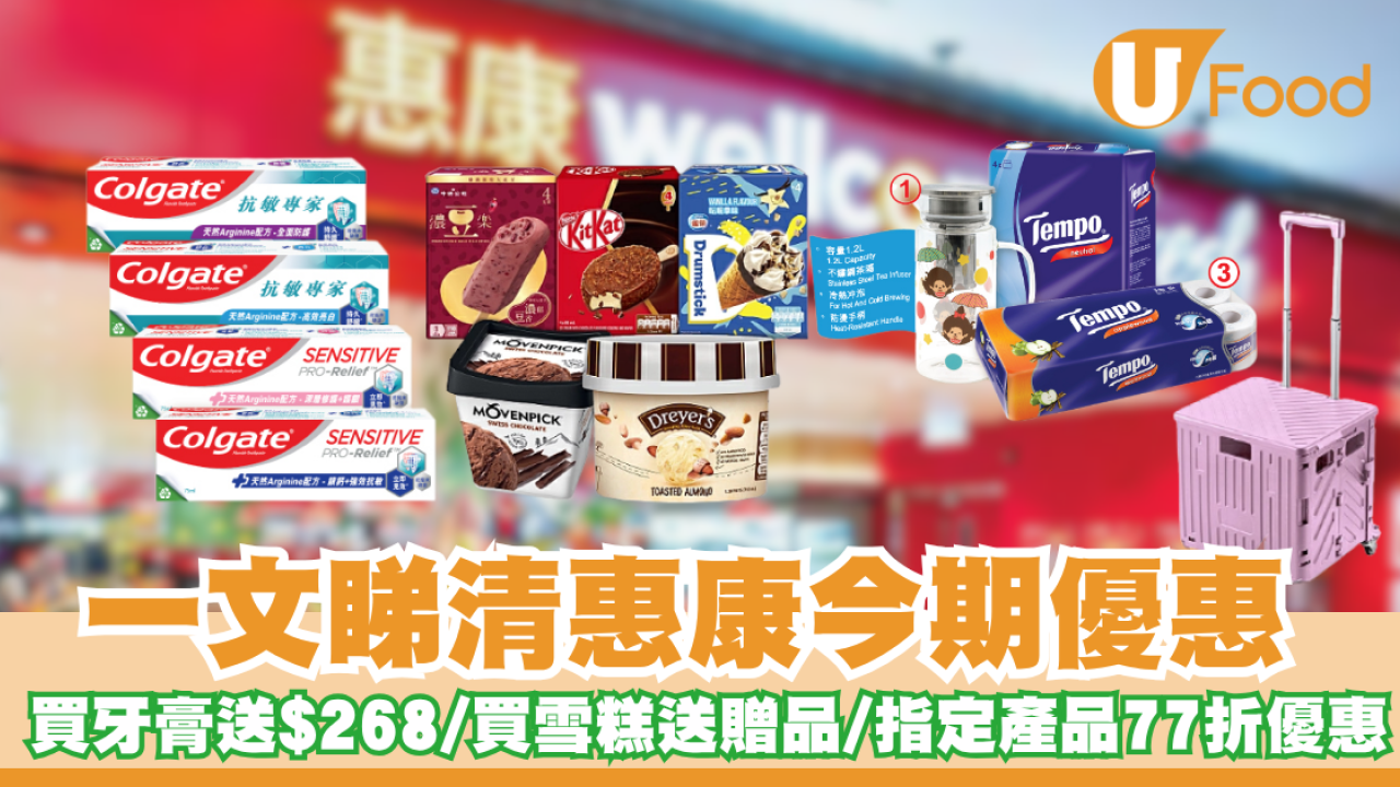 惠康優惠｜買牙膏送$268禮品/ 買雪糕送贈品 /指定產品77折優惠