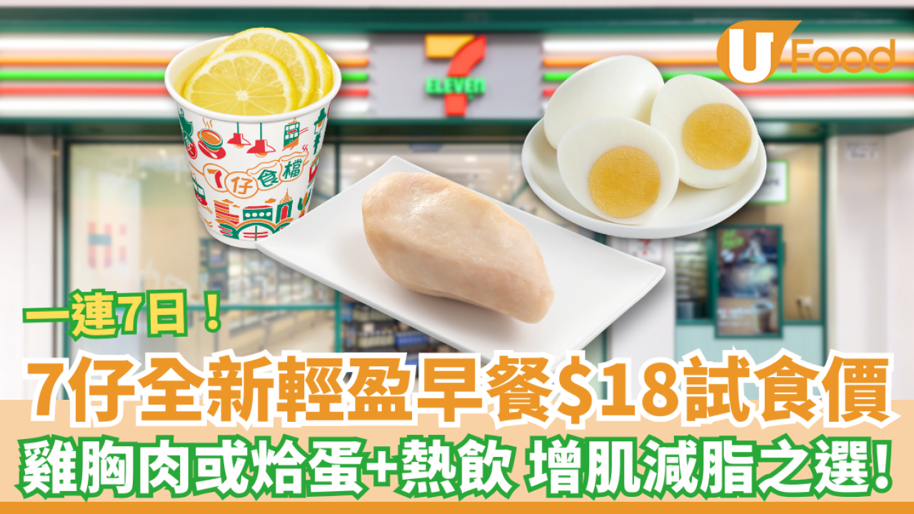 7-Eleven全新輕盈早餐登場 $18限時試食價 雞胸肉或烚蛋＋熱飲