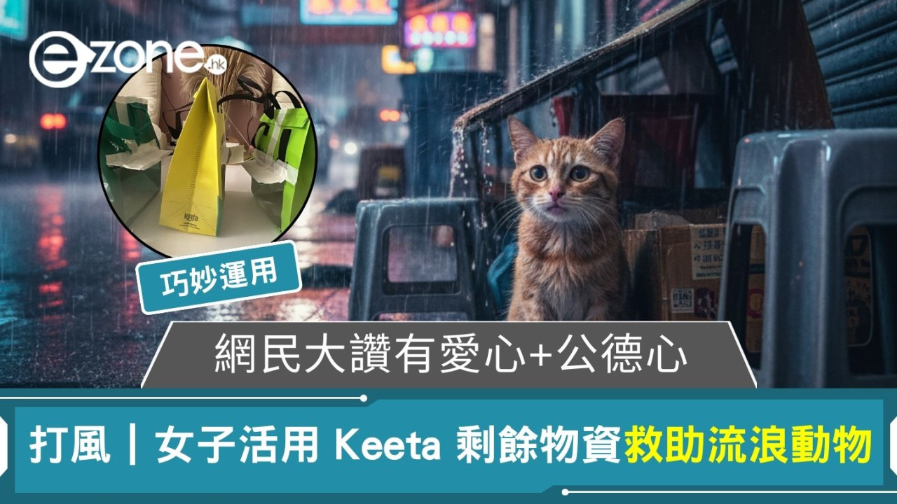  打風｜女子用 Keeta 剩餘物資救助流浪動物 網民大讚有愛心+公德心