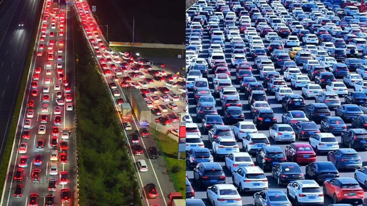 國慶黃金週首日內地公路大塞車！ 塞車畫面極震撼！司機15小時仍未駛出廣東