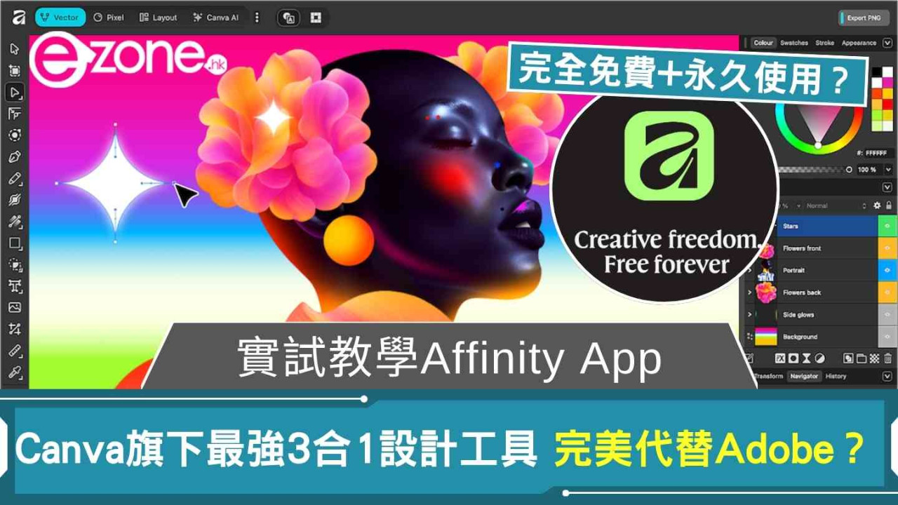 Canva 推旗下設計軟體 Affinity  「完全免費、永久使用」挑戰 Adobe 高價訂閱模式！【附實測教學】