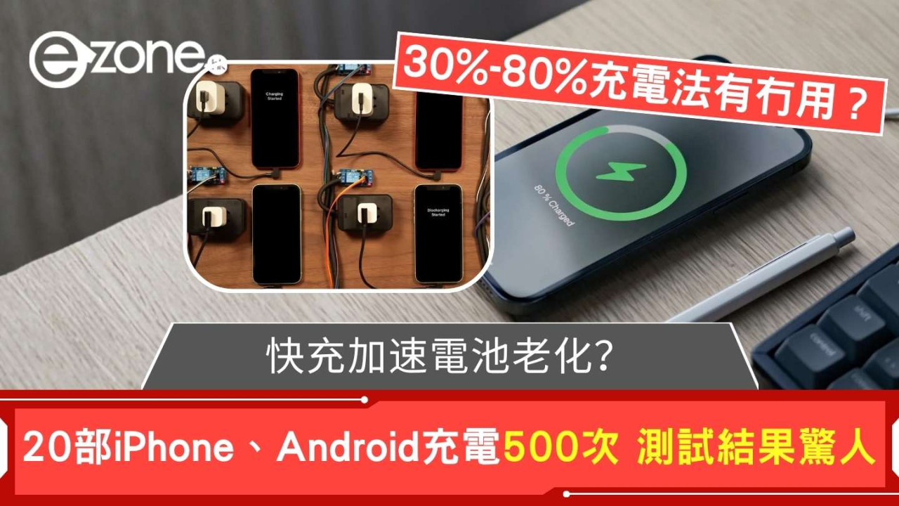 快充加速電池老化？500次充電測試結果令人震驚 30%-80%充電法有冇用？
