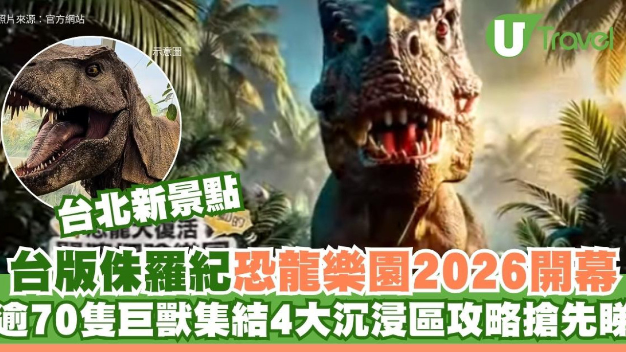 台北新景點｜台版侏羅紀恐龍樂園2026開幕！逾70隻巨獸集結 4大沉浸區攻略搶先睇