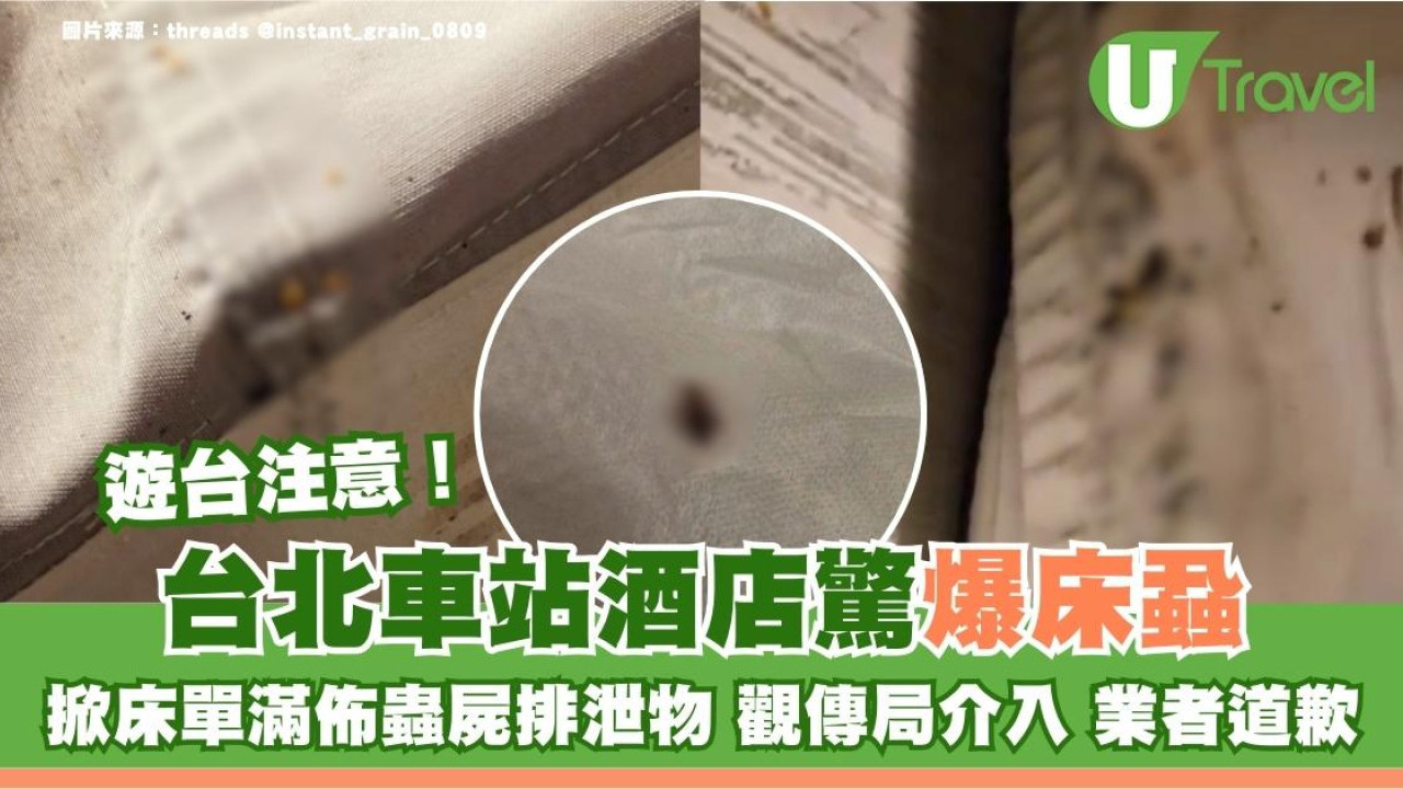 遊台注意｜台北酒店驚爆床蝨噁心畫面曝光！床單滿佈蟲屍排泄物 附避床蝨4招