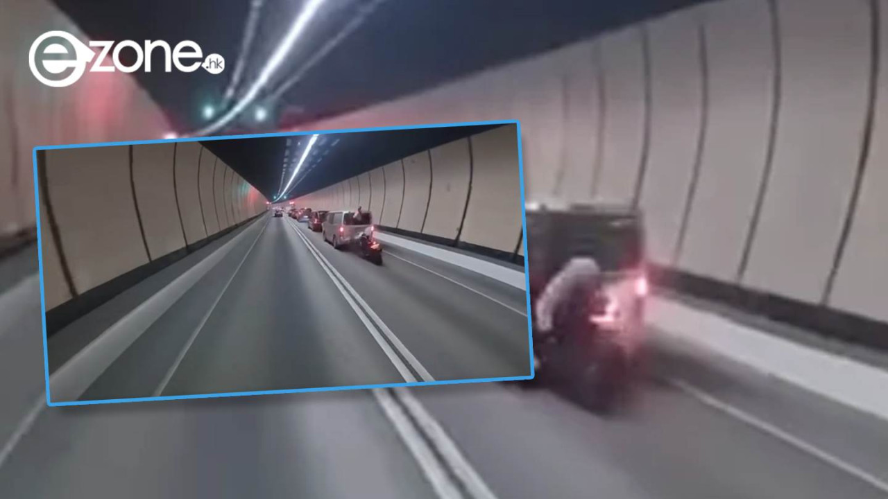 車Cam直擊｜隧道鐵騎士打觔斗飛起 插水式飛入客貨車廂 網民熱議：拍戲都拍唔到