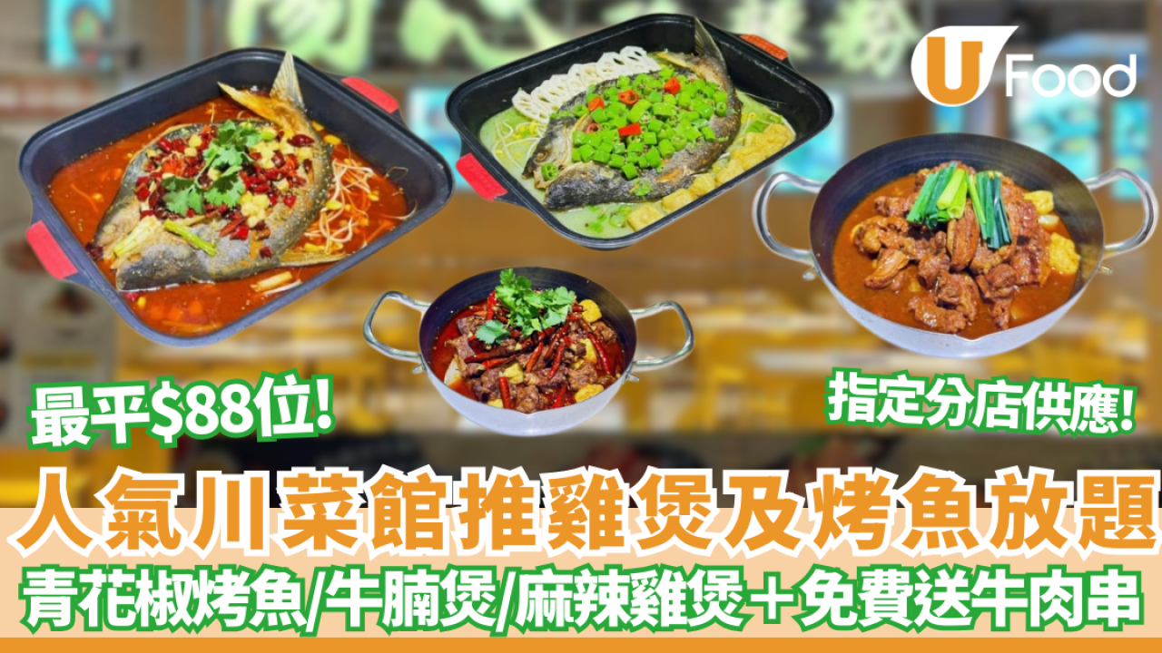 傷心酸辣粉推最平$88激抵雞煲及烤魚放題 任食火鍋配料/啤酒＋免費送特色牛肉串 指定分店供應!