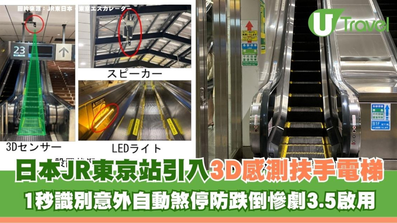 日本JR東京站引入3D感測扶手電梯 1秒識別意外自動煞停防跌倒慘劇3.5啟用