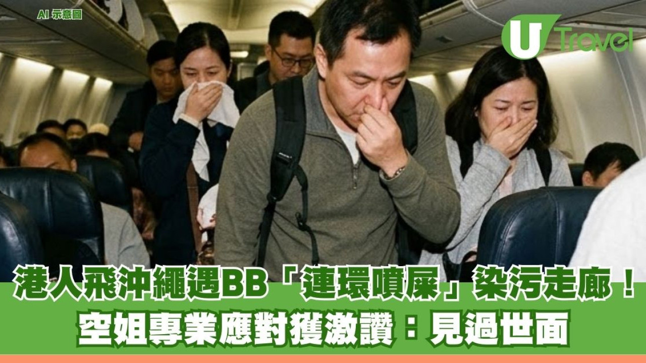 港人飛沖繩遇BB「連環噴屎」染污走廊！空姐專業應對獲激讚：見過世面