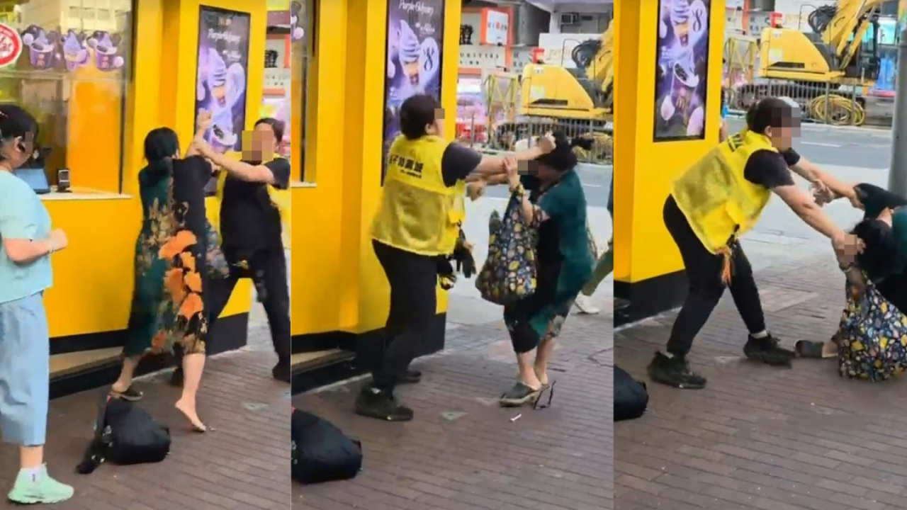 麥當勞MMA母女大戰深水埗特賣城！2女互摑扯髮以頭撼地／長裙女扯脫背心還拖