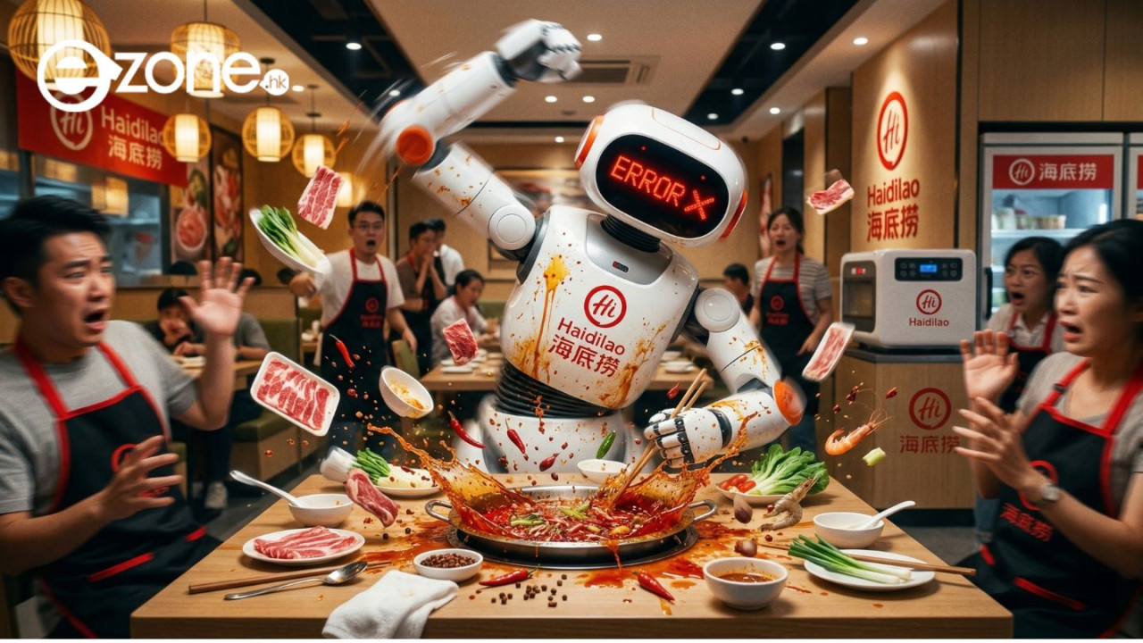 【有片】美國海底撈機械人表演變「拆場」?失控拍枱倒瀉碗碟遭3店員「制伏」 網民:智能叛變