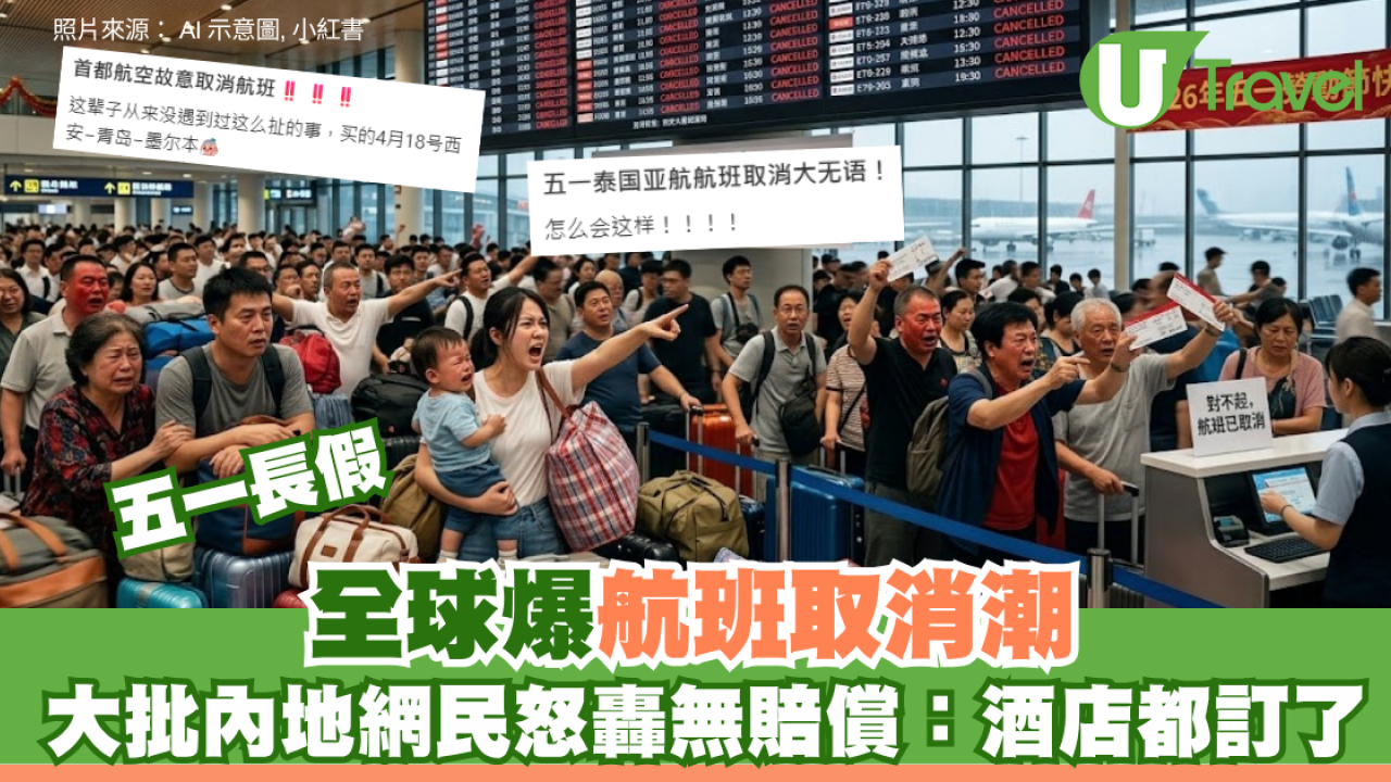 五一黃金周｜全球爆航班停飛潮！大批內地網民突遭取消機票怒轟無賠償