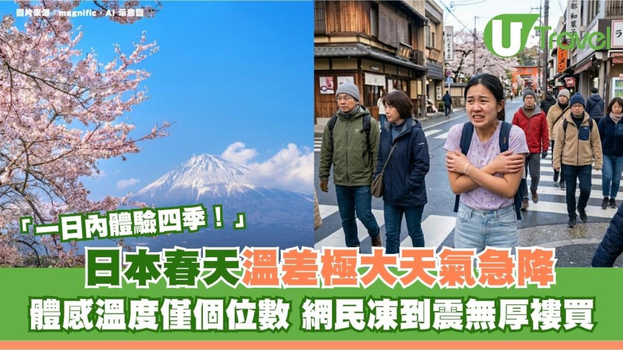 遊日注意｜日本春天溫差極大氣溫急降！體感溫度僅個位數 網民凍到震無厚褸買