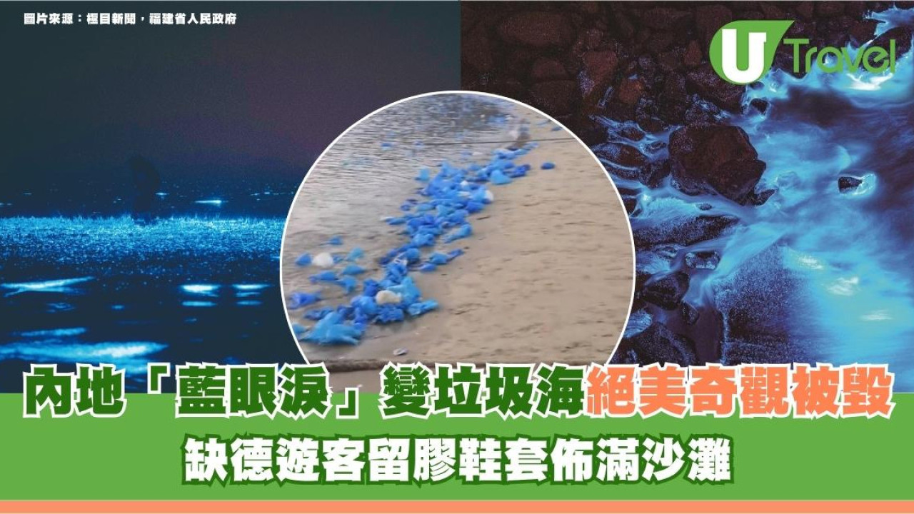 福建「藍眼淚」變垃圾海絕美奇觀被毀！缺德遊客留膠鞋套佈滿沙灘 