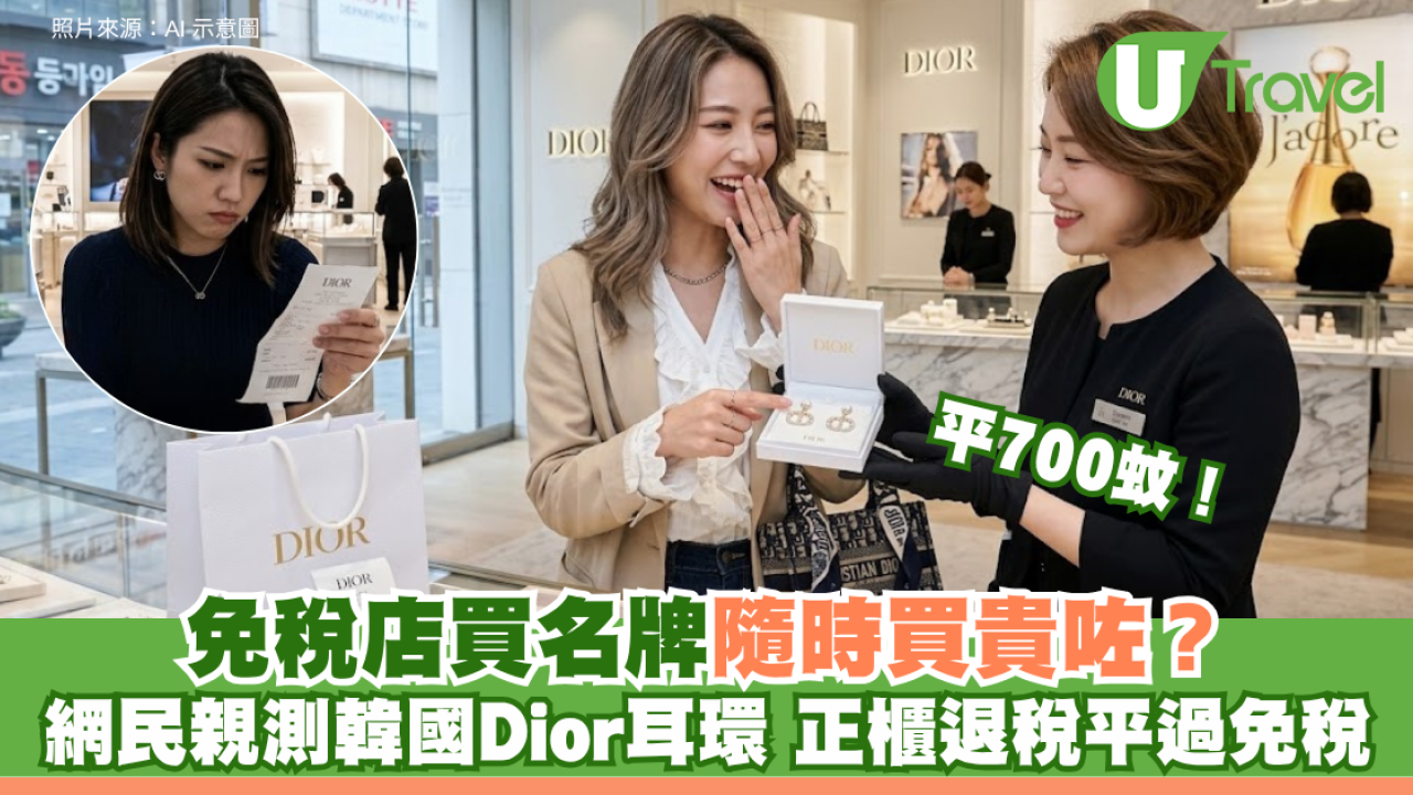免稅店買名牌隨時買貴？網民親測韓國Dior耳環 正櫃退稅平過免稅700蚊！