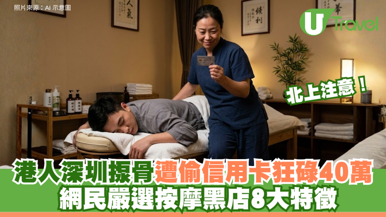 北上注意！港人深圳揼骨遭偷信用卡狂碌40萬 網民嚴選按摩黑店8大特徵