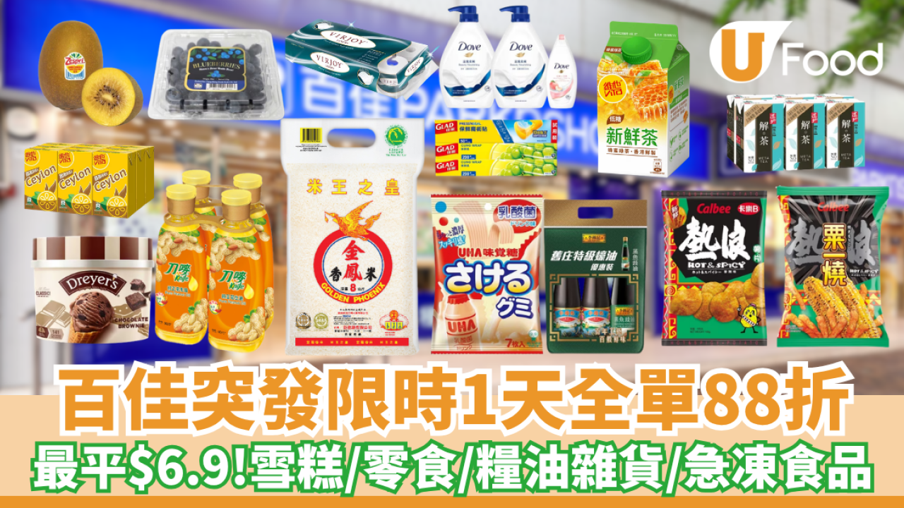 百佳超市優惠突發限時1天全單88折快閃大劈價 門市網購同享/折扣無上限 (附優惠碼)