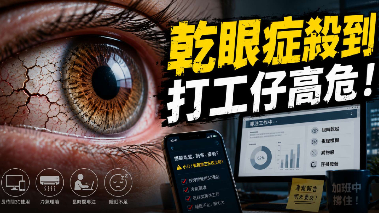 【打工仔警報】日花 10+小時睇 Mon 後對眼突然「擘唔大」!確診嚴重乾眼症 醫生警告 5 類人最高危!