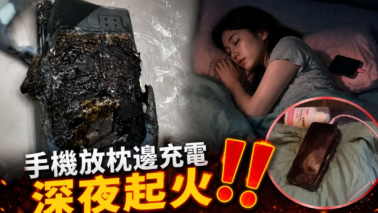 全家險付之一炬！手機放枕邊充電深夜起火爆炸 專家警告 1 個致命壞習慣必須戒！ 