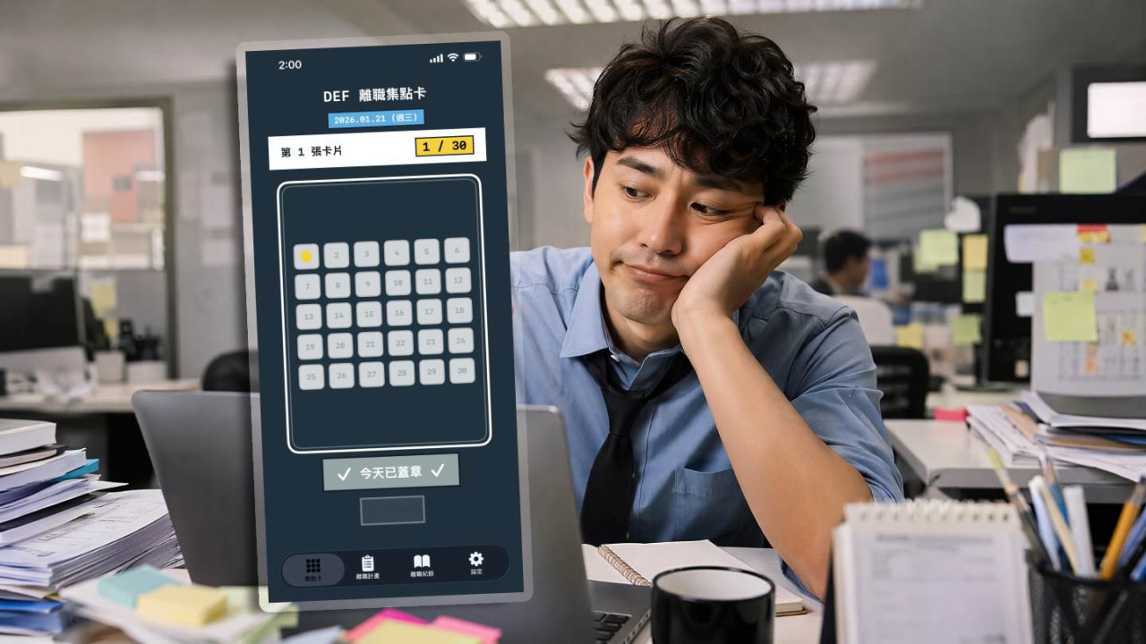 儲滿 30 個印仔就辭職!打工仔瘋傳「離職集點卡」App:記錄每個想逃走的瞬間 順便計埋自由預備金