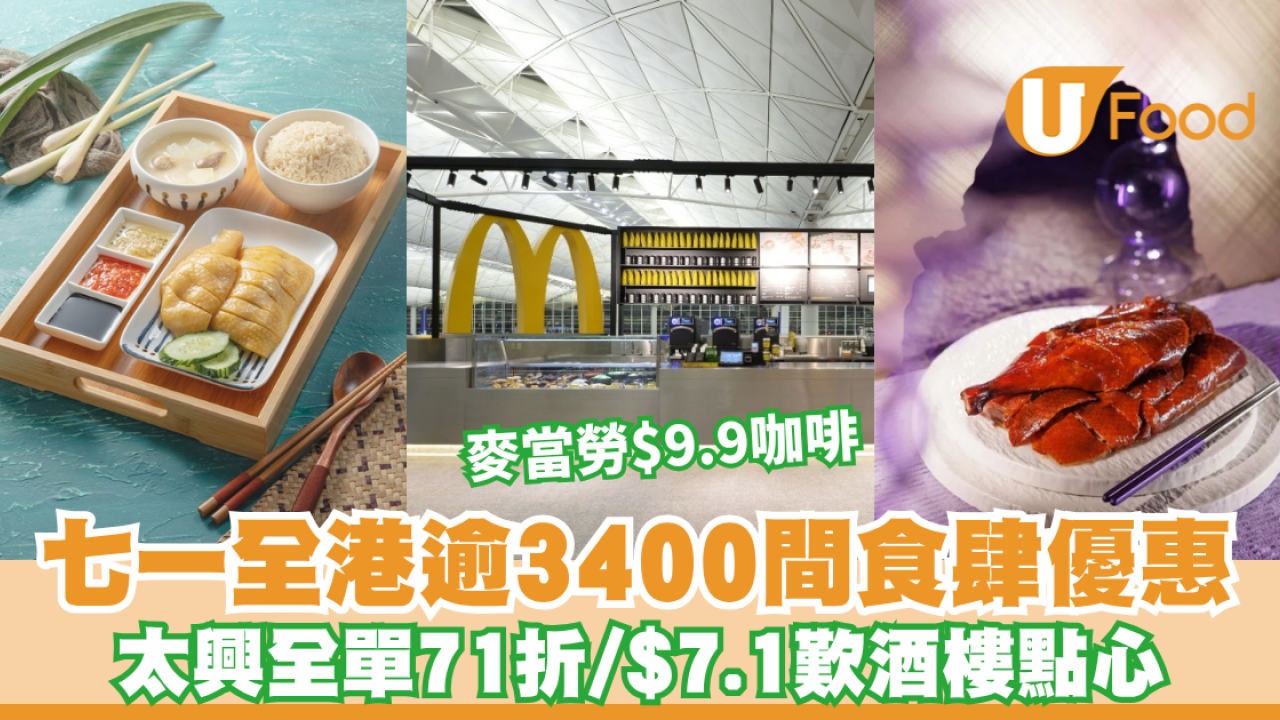 七一飲食優惠｜ 全港逾3400間食肆著數全覽！太興全單71折/$7.1歎酒樓點心/麥當勞$9.9咖啡