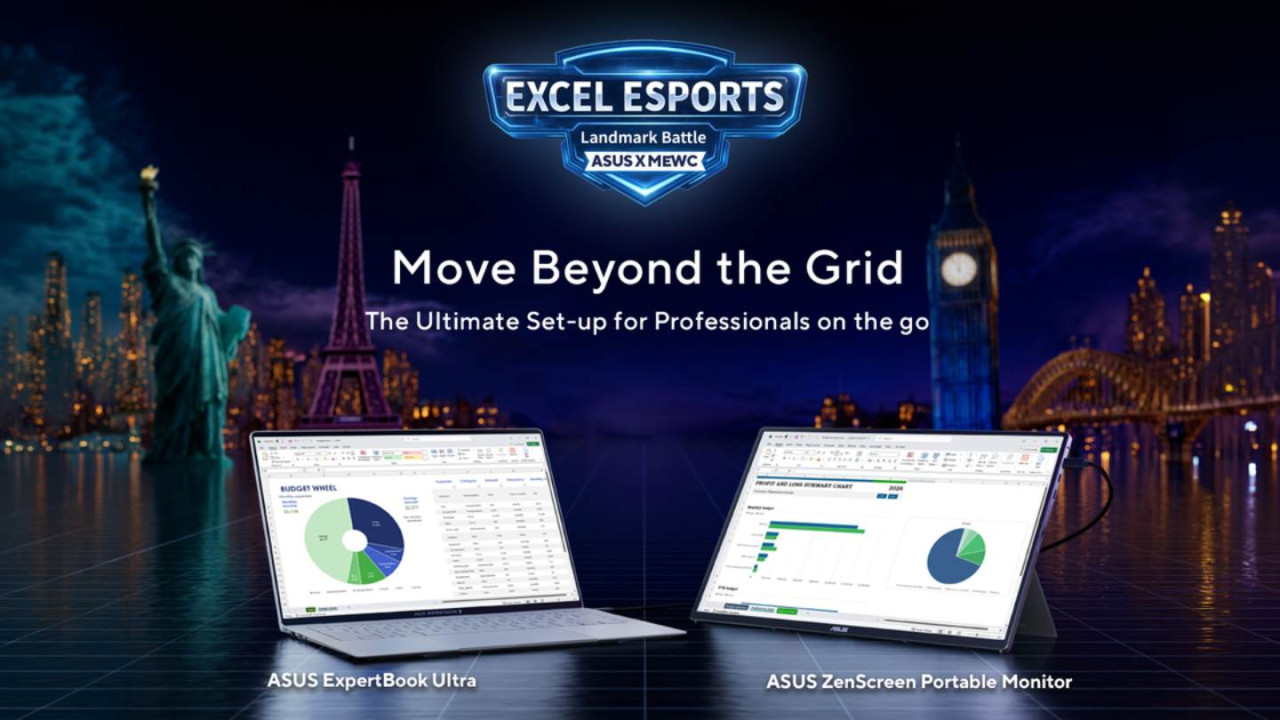 Excel 都有得做電競項目？MEWC × 華碩地標戰 7/11 凌晨直播　拎住 0.99kg 筆電戰自由女神像 + 艾菲爾鐵塔