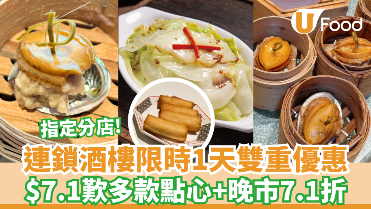 連鎖酒樓限時1天快閃！$7.1歎多款點心+晚市突發7.1折（附分店地址）