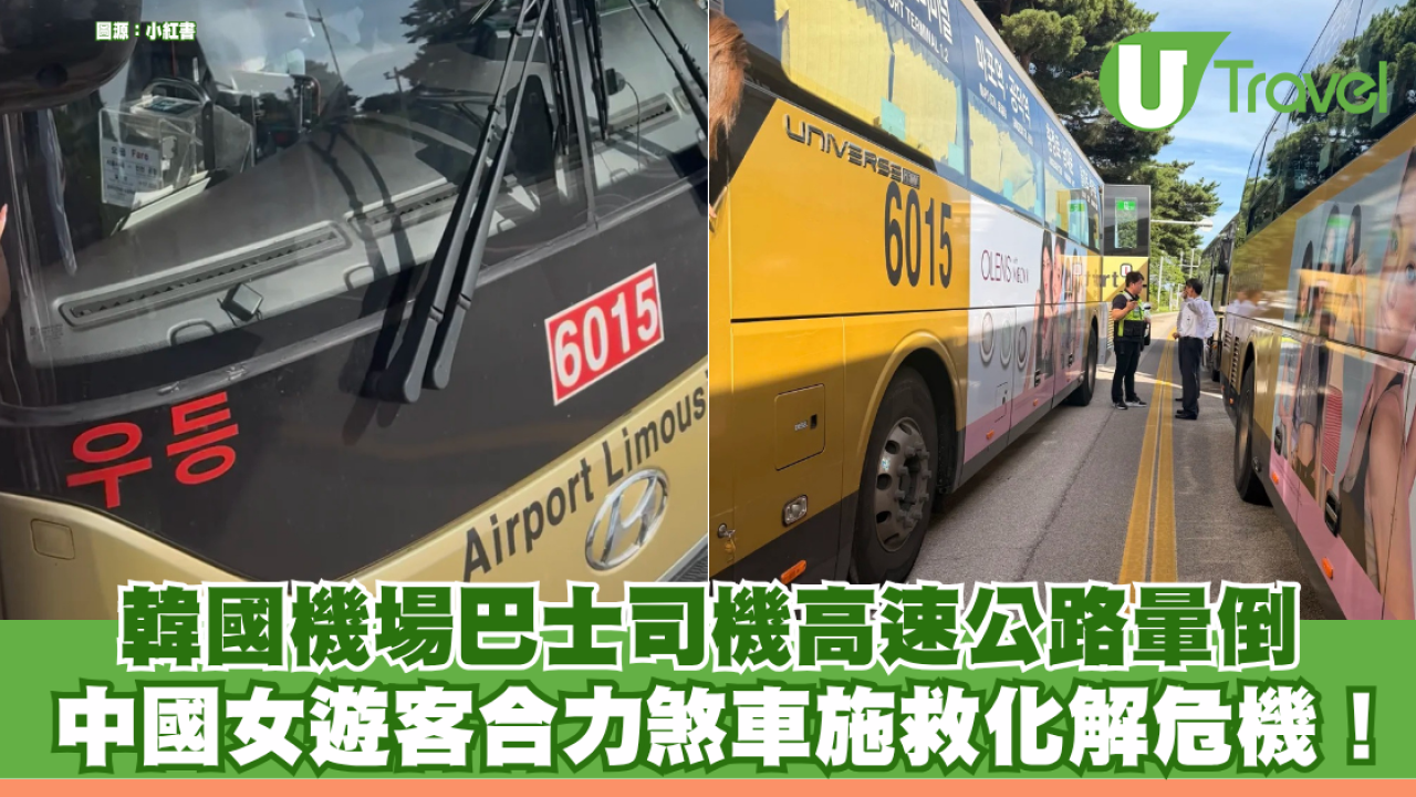 韓國機場巴士司機高速公路暈倒 中國女遊客合力煞車施救化解危機！