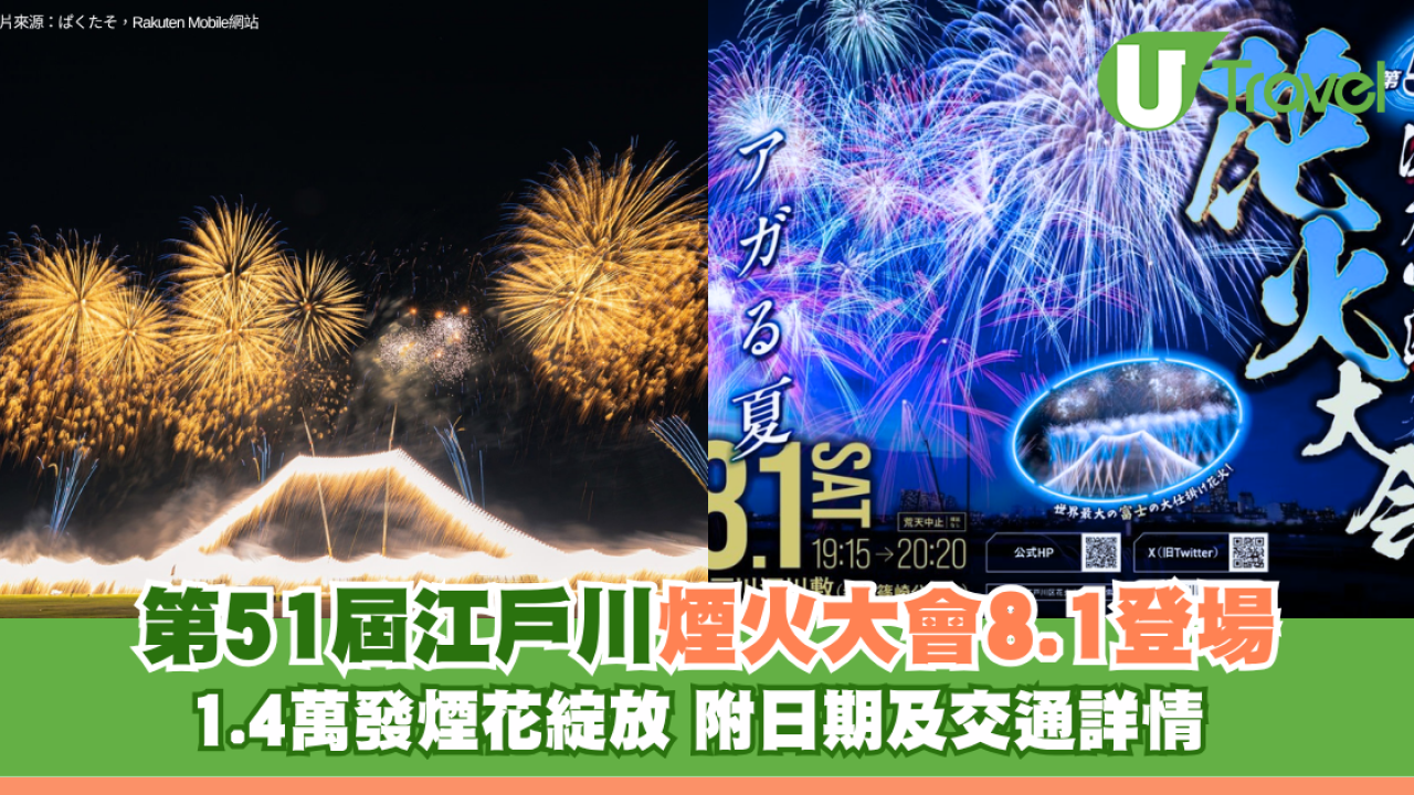 第51屆江戶川煙火大會8.1登場！1.4萬發煙花綻放 附日期及交通詳情
