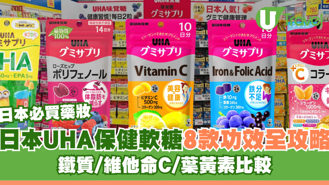 日本必買藥妝2026｜日本UHA保健軟糖8款功效全攻略 隨時補充營養！鐵質/維他命C/葉黃素比較 