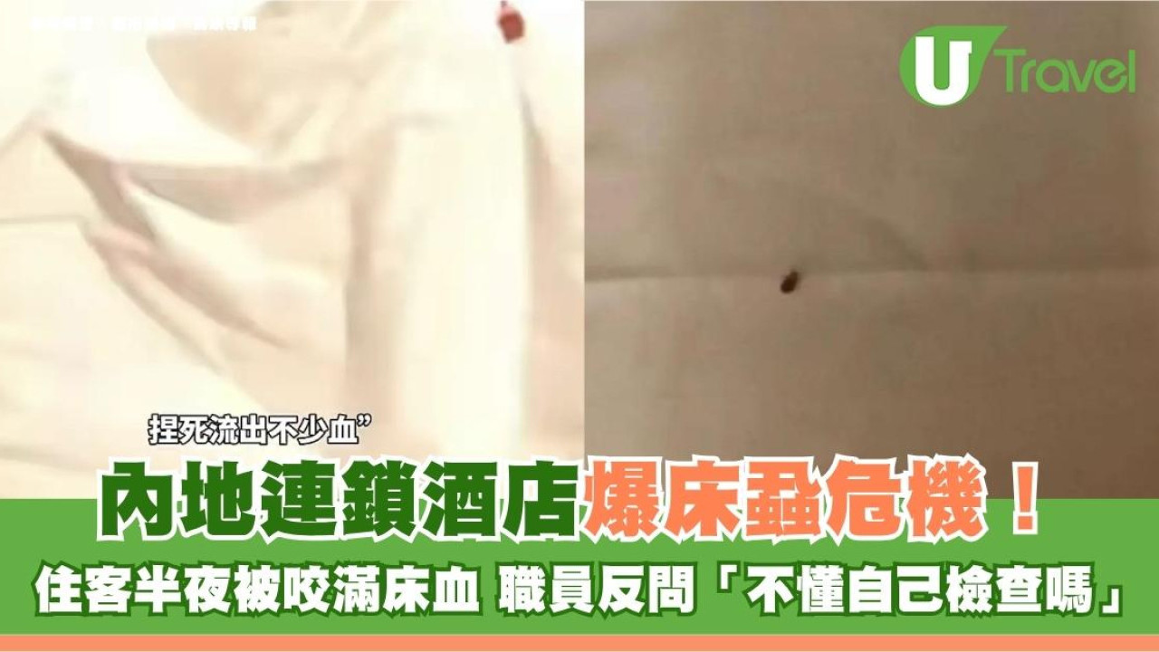 內地連鎖酒店爆床蝨危機！住客半夜被咬滿床血 職員反問「不懂自己檢查嗎」