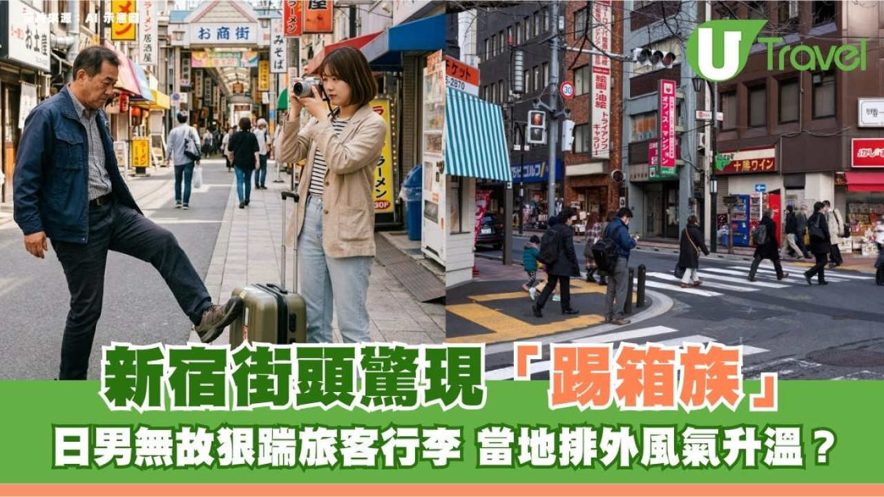 遊日注意｜新宿街頭驚現「踢箱族」！日男無故狠踹旅客行李 當地排外風氣升溫？