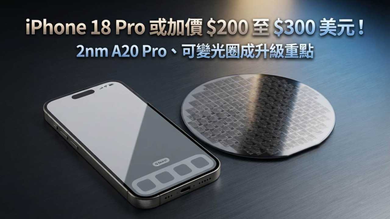 iPhone 18 Pro 或加價 $200 至 $300 美元！2nm A20 Pro、可變光圈成升級重點