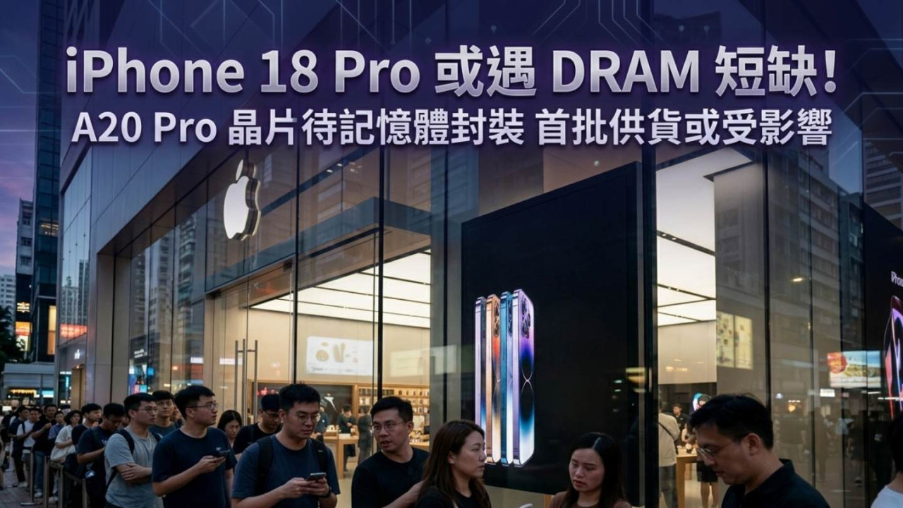 iPhone 18 Pro 或遇 DRAM 短缺！A20 Pro 晶片待記憶體封裝　首批供貨或受影響