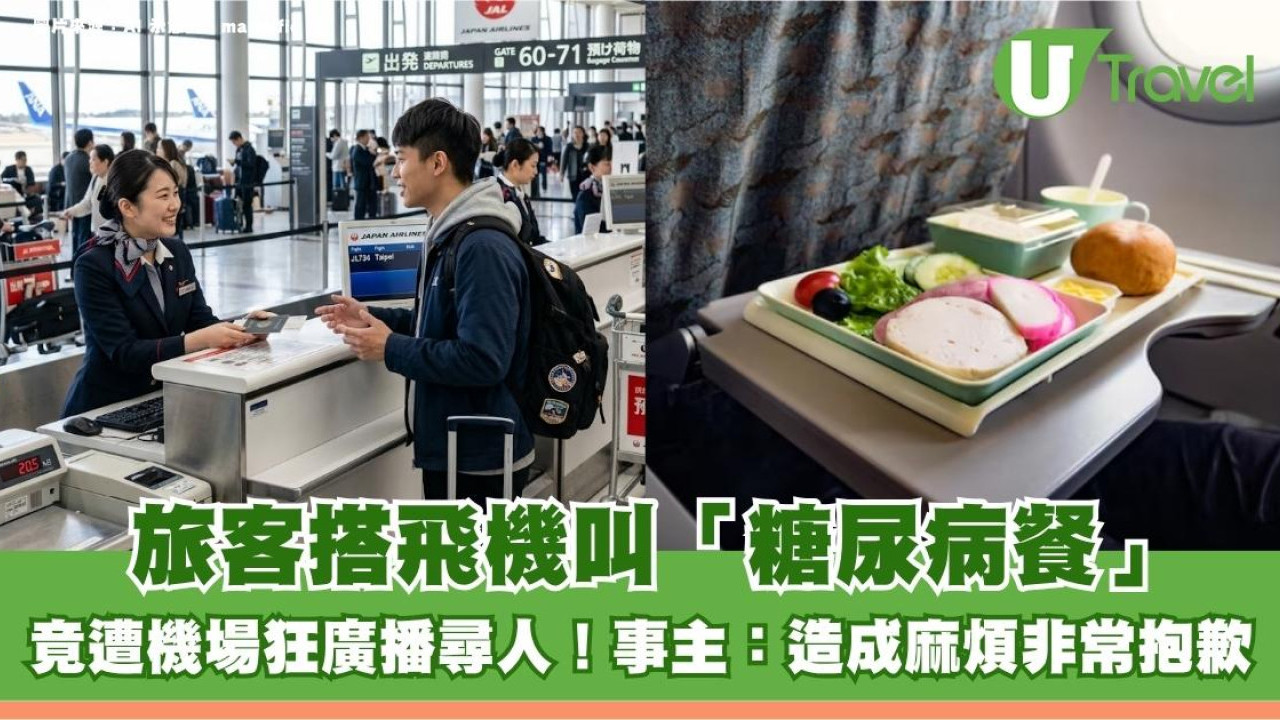 旅客搭飛機叫「糖尿病餐」竟遭機場狂廣播尋人！事主：造成麻煩非常抱歉