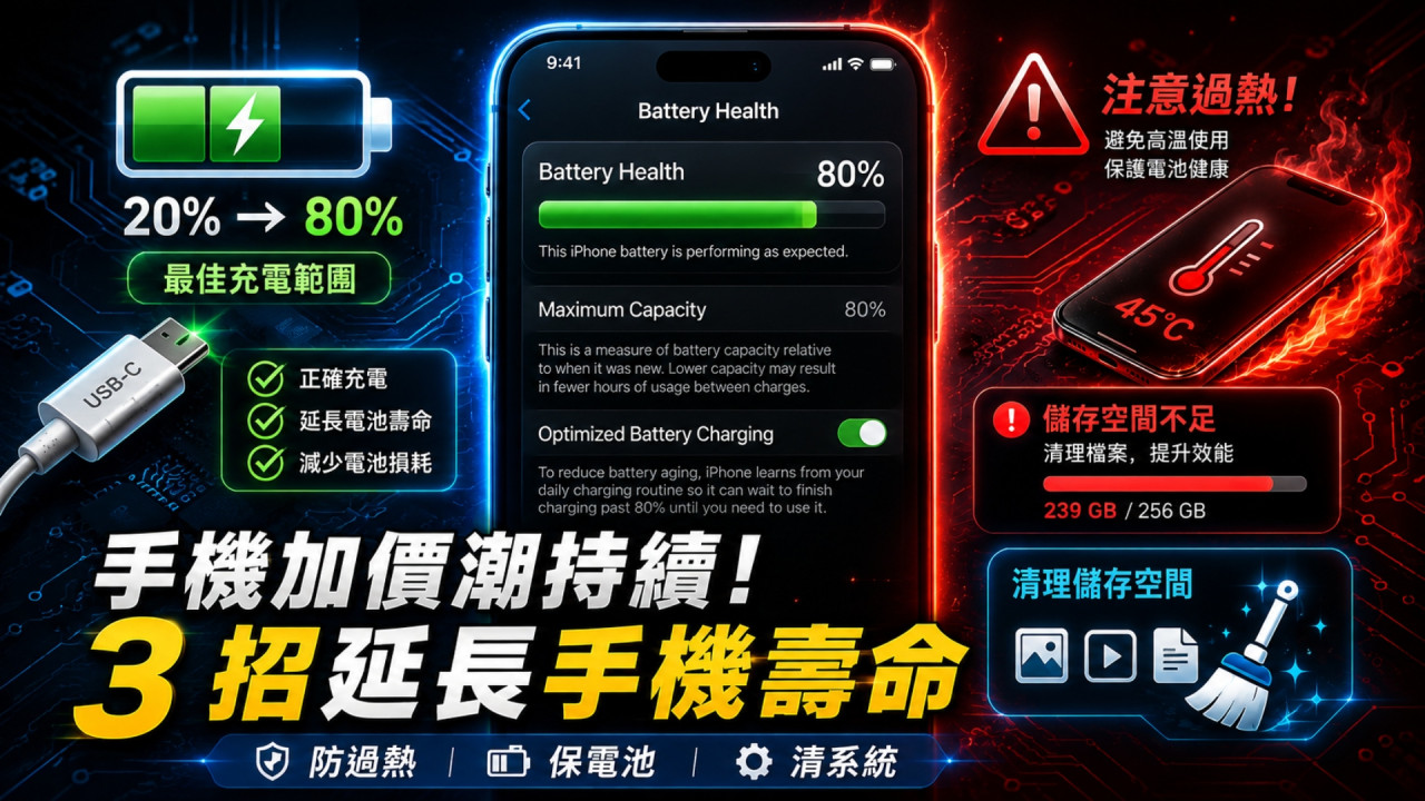 智能手機加價潮持續！年年換機太貴點算好？ 教你 3 招延長 Smartphone 壽命　防過熱、保電池健康度、清理系統全攻略 