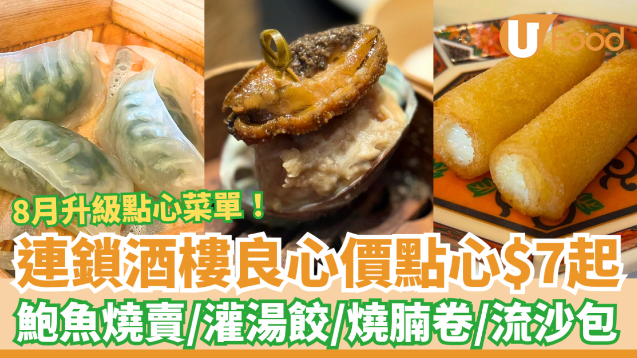 連鎖酒樓點心$7起大劈價！歎原隻鮑魚燒賣＋灌湯餃＋燒腩卷／8月全新點心菜單 (附全線分店地址) 