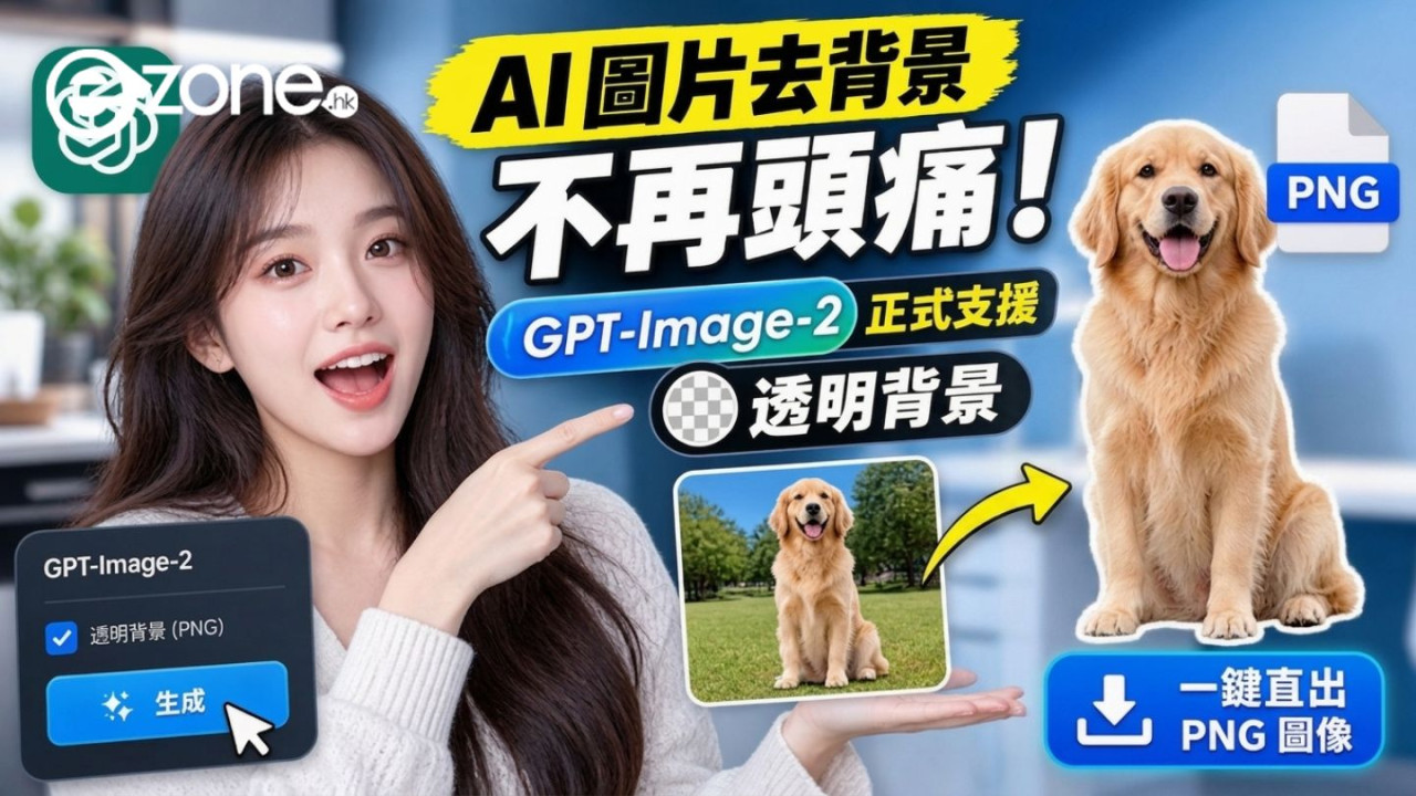 AI 圖片去背景不再頭痛！GPT-Image-2 正式支援透明背景　一鍵直出 PNG 圖像