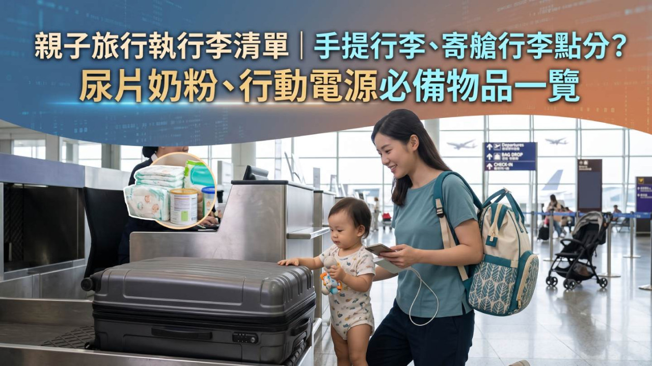 親子旅行執行李清單｜手提行李、寄艙行李點分？尿片奶粉、行動電源必備物品一覽