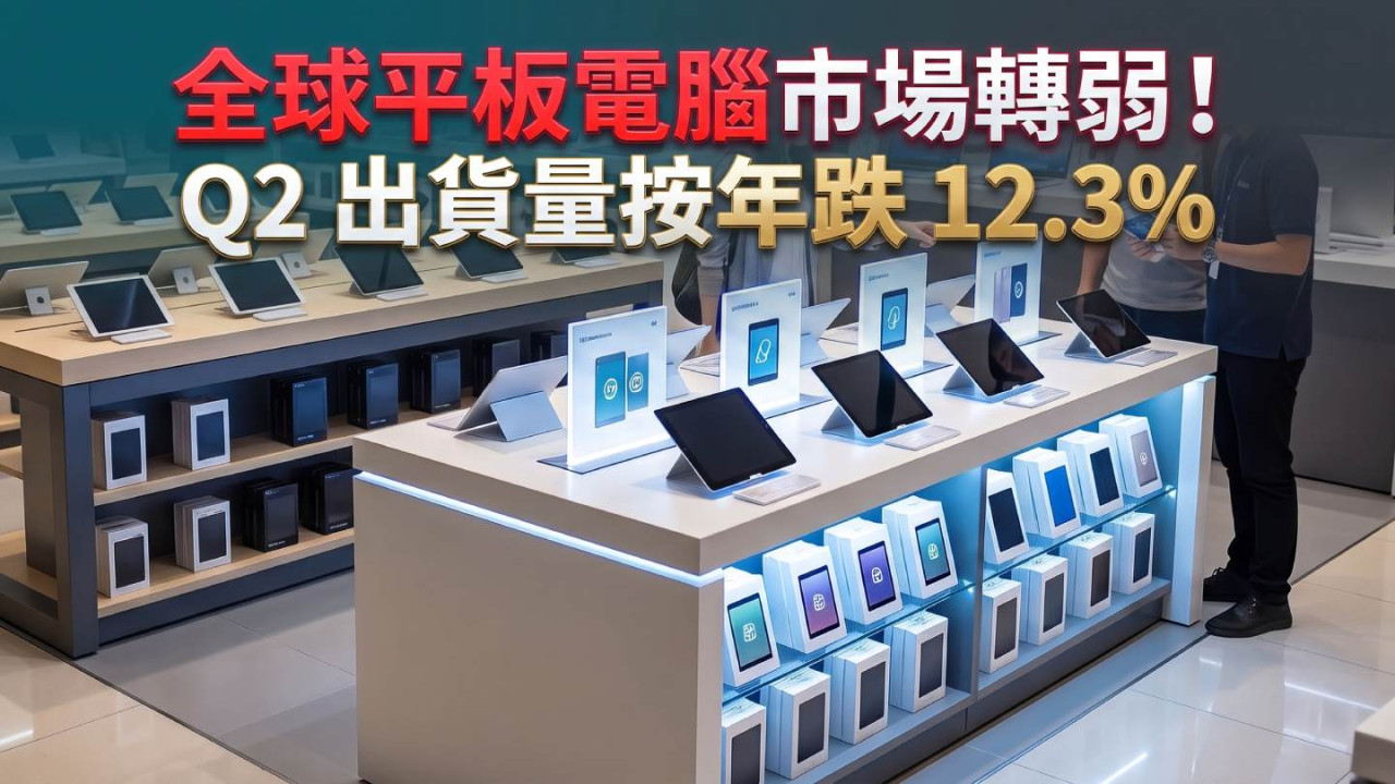 全球平板電腦市場轉弱！Q2出貨量按年跌12.3% 聯想逆市升26.2%