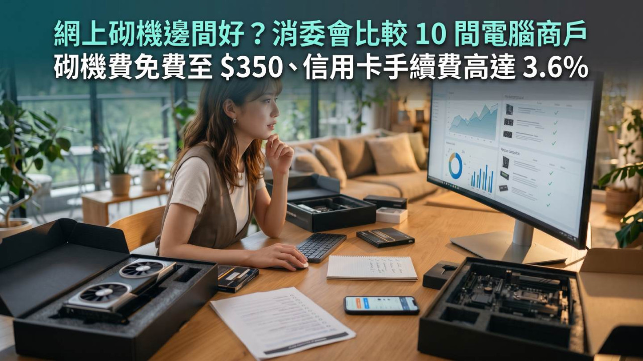 網上砌機邊間好？消委會比較 10 間電腦商戶　砌機費免費至 $350、信用卡手續費高達 3.6%