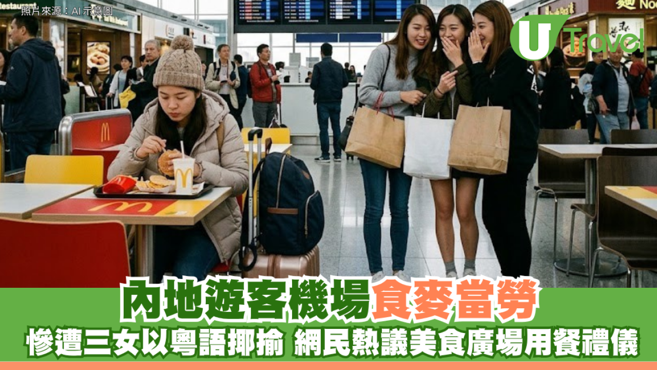 內地遊客機場食麥當勞 慘遭三女以粵語揶揄 網民熱議美食廣場用餐禮儀