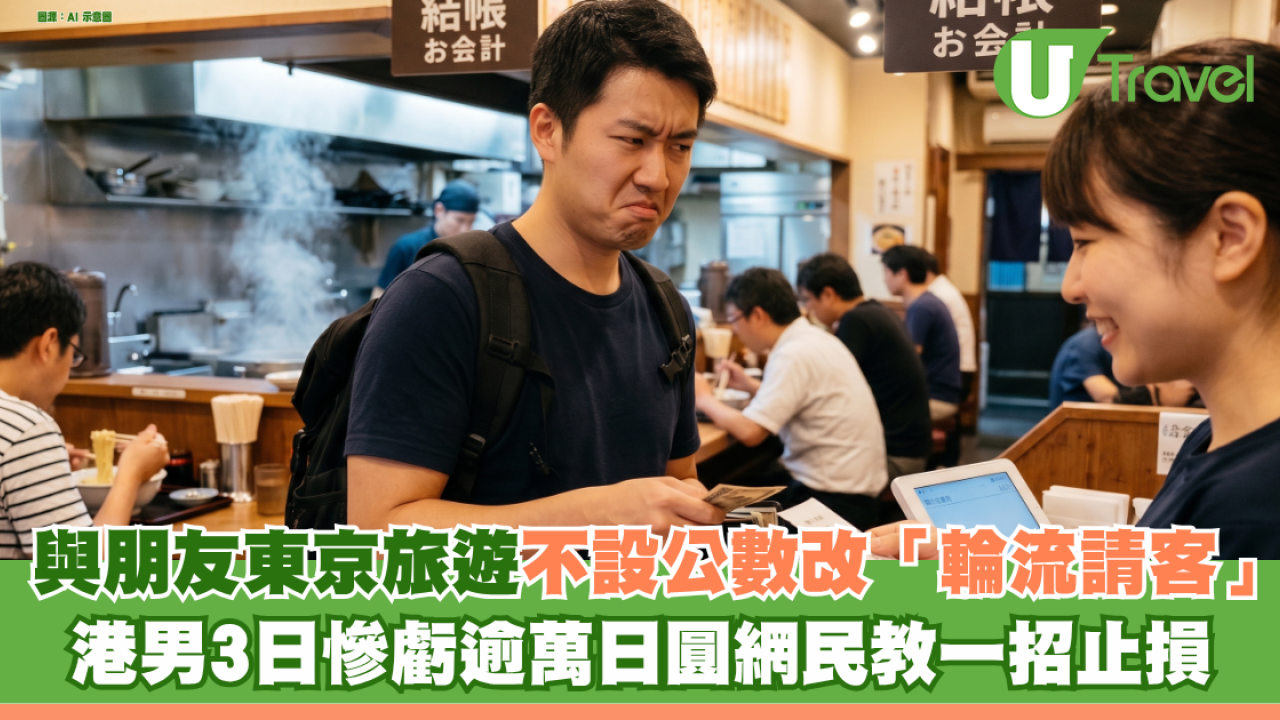 與朋友東京旅遊不設公數改「輪流請客」 港男3日慘虧逾萬日圓網民教一招止損