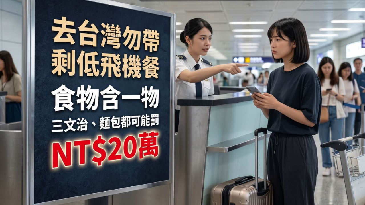 去台灣勿帶剩低飛機餐！食物含一種火腿三文治、肉鬆麵包都可能罰 NT$20萬 港人入境必睇