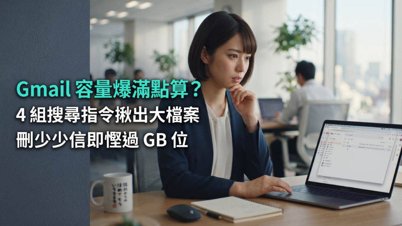 Gmail 容量爆滿點算？4 組搜尋指令揪出大檔案 刪少少信即慳過 GB 位