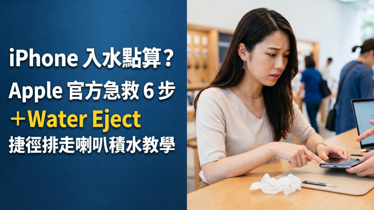 iPhone 入水點算?Apple 官方急救 6 步+Water Eject 捷徑排走喇叭積水教學