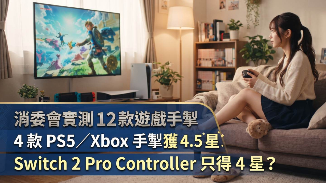 消委會實測 12 款遊戲手掣｜4 款 PS5／Xbox 手掣獲 4.5 星 Switch 2 Pro Controller 只得 4 星？