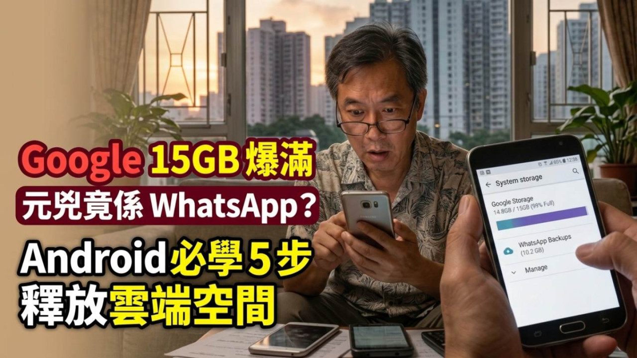 Google 15GB 爆滿元兇竟係 WhatsApp？Android 必學 5 步釋放雲端空間