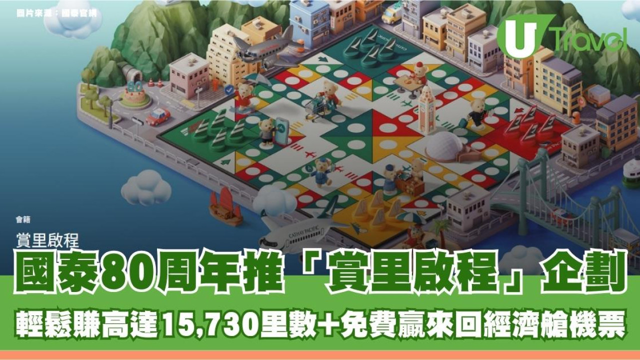 國泰80周年推「賞里啟程」企劃！輕鬆賺高達15,730里數+免費贏來回經濟艙機票