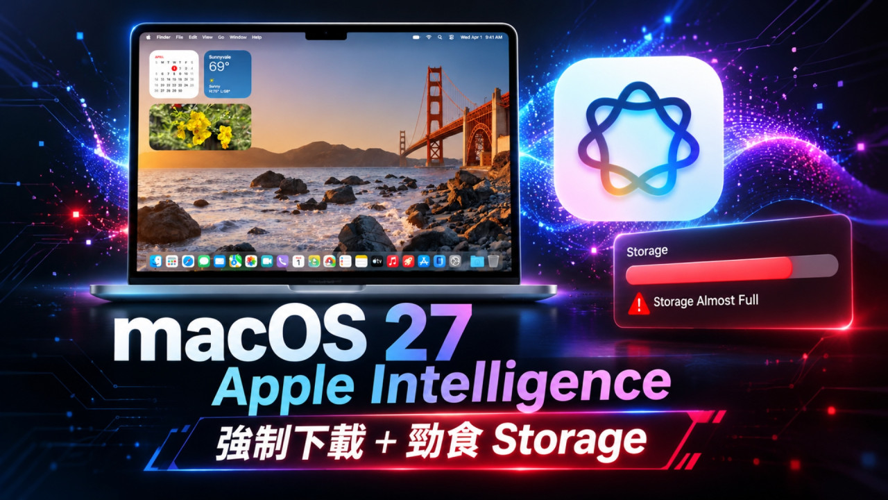 Apple Intelligence「大食」30GB 儲存空間！macOS 27 新災情之強制下載 AI 模型　用家無得拒絕 